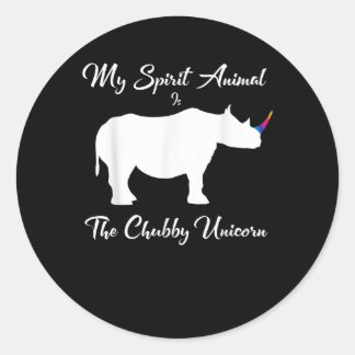 Chubby Unicorn Rhino Funny Cute Adorable Animal Classic Round Sticker