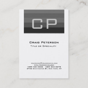 Chubby Vertical Black White Monogram Business Card