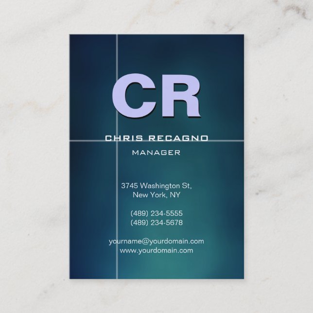 Chubby Vertical Blue Pattern Business Card (Front)
