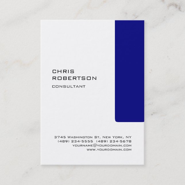 Chubby White Navy Blue Attractive Business Card (Front)