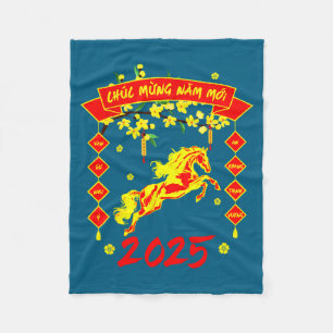 Chuc Mung Nam Moi Happy Vietnamese Lunar New Year Fleece Blanket