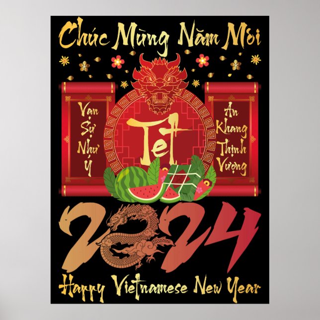 Chuc Mung Nam Moi Happy Vietnamese New Year 2024 Poster (Front)