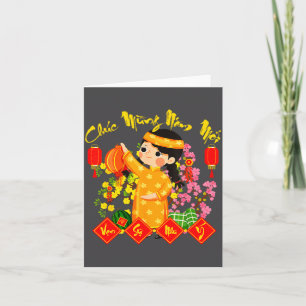 Chuc Mung Nam Moi Vietnamese Lunar New Year Ao Dai Card
