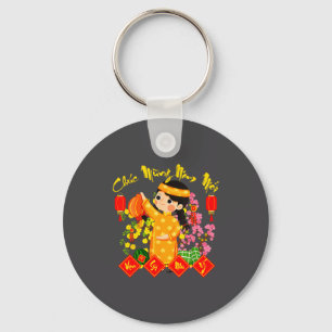 Chuc Mung Nam Moi Vietnamese Lunar New Year Ao Dai Keychain