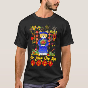 Chuc Mung Nam Moi Xuan Quy Mao 2023 Cat in Ao Dai T-Shirt