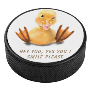 Chuck de hockey amusant avec Joyeux Canard Jaune -