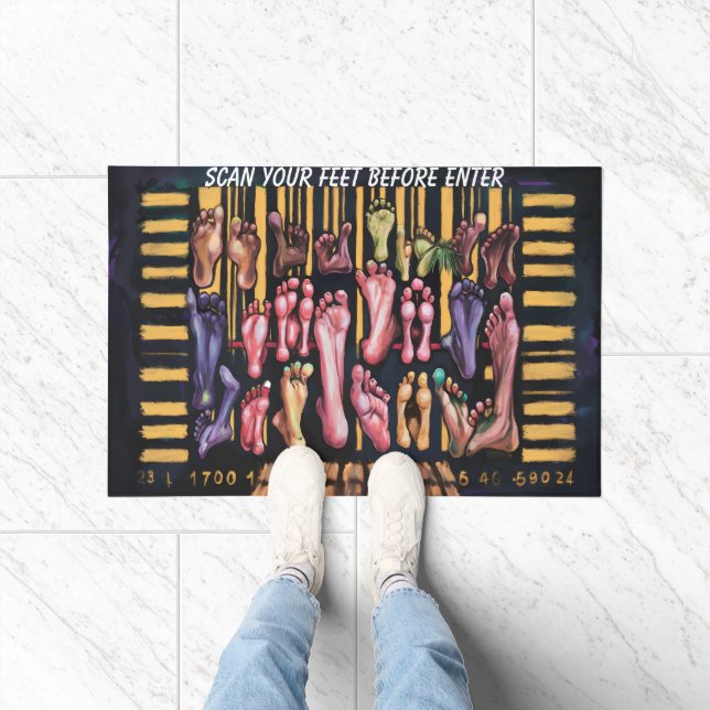 Chuckle-Worthy Footprint Barcode Doormat (Indoor)