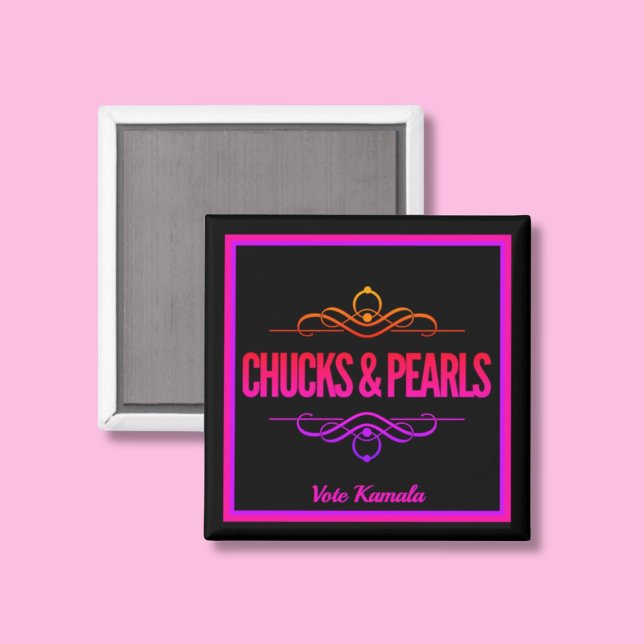 Chucks & Pearls Vote Kamala Black Magnet (Creator Uploaded)