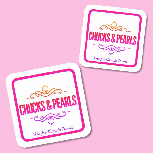 Chucks & Pearls Vote Kamala Square Sticker (Creator Uploaded)