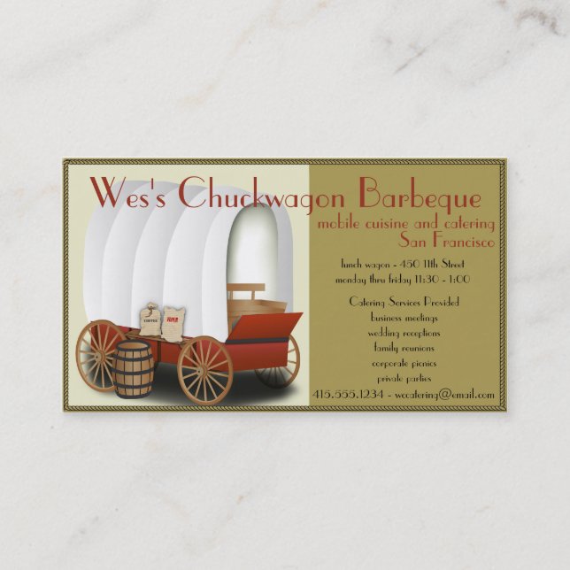 Chuckwagon Food Truck/Catering Business Business Card (Front)