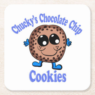 Chucky's Chocolate Chip Cookies Square Paper Coaster