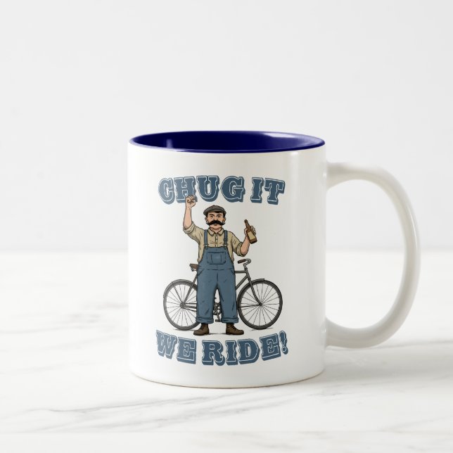 Chug It We Ride Cycling Two-Tone Coffee Mug (Right)