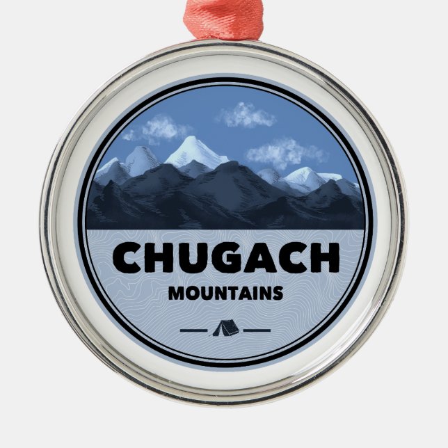 Chugach Mountains Alaska Camping Metal Ornament (Front)