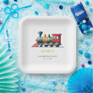 Chugga Chugga Choo Choo Vintage Train 2nd Birthday Paper Plate