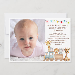 Chugga Chugga Christmas Train Birthday Invitation