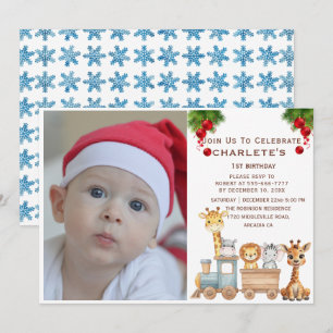 Chugga Chugga Christmas Train Birthday Invitation