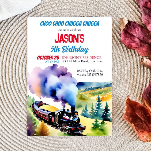 Chugga chugga train birthday party template (Chugga chugga train birthday party template invitation instant download vintage steam train watercol)
