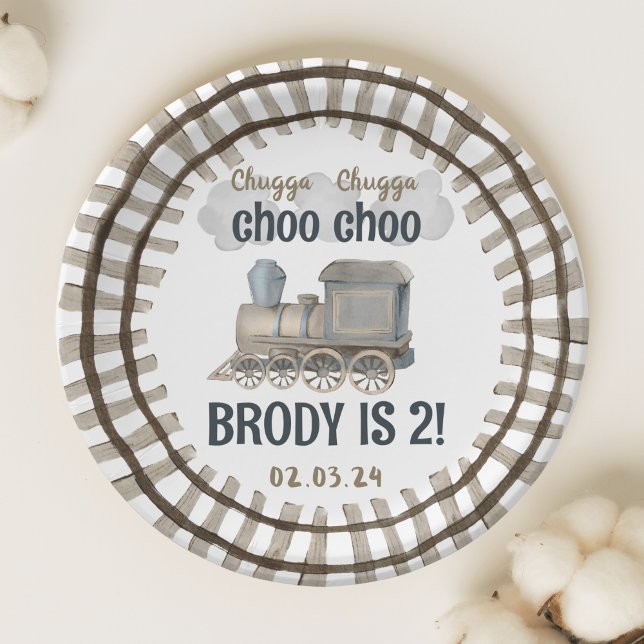 Chugga Chugga Two Two 2nd Birthday Paper Plate (Creator Uploaded)