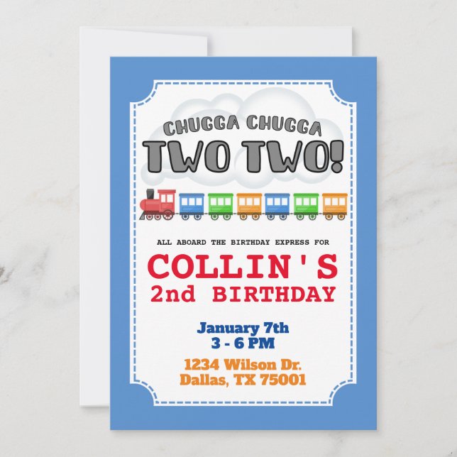 Chugga Chugga Two Two Birthday Invitation (Front)