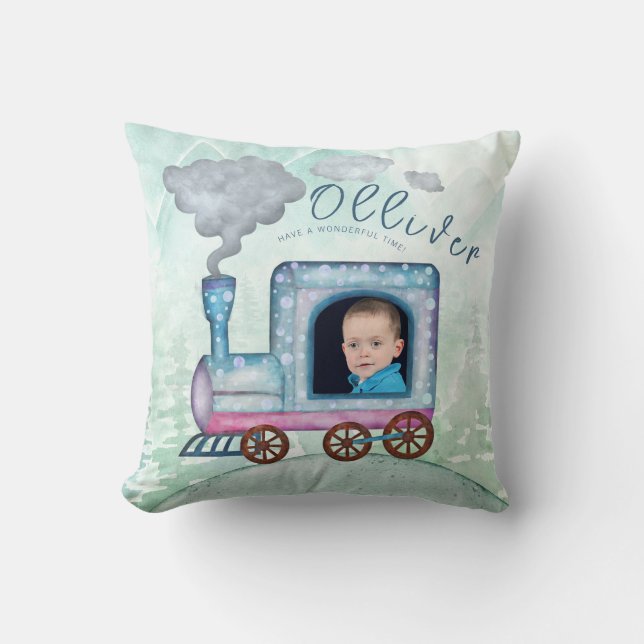 Chugga Chugga two two Boys Train photo Throw Pillow (Front)