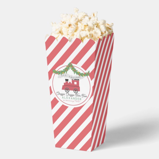 Chugga Chugga Two Two Christmas Train 2nd Birthday Favor Box (Popped)