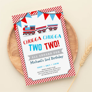 Chugga chugga two two train birthday invitation