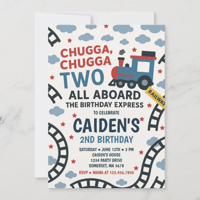 Chugga Chugga Two Two Train Birthday Party  Invitation (Front)