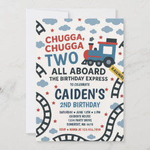 Chugga Chugga Two Two Train Birthday Party Invitation