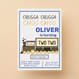 Chugga Chugga Two Two Train Boy's 2nd Birthday Invitation