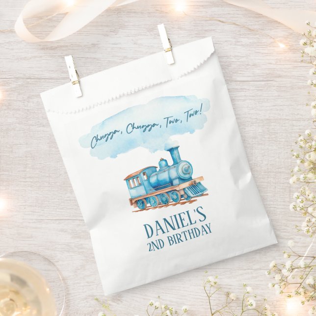 Chugga Two Two Choo Choo Train 2nd Birthday Party Favour Bag (Clipped)