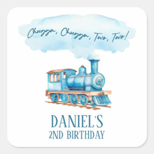Chugga Two Two Choo Choo Train 2nd Birthday Party Square Sticker