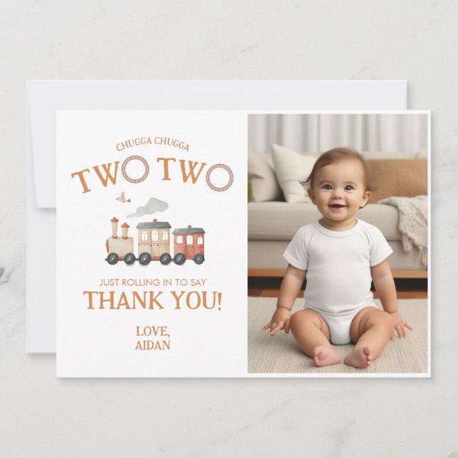 Chugga Two Two Train Birthday Thank You Card (Front)
