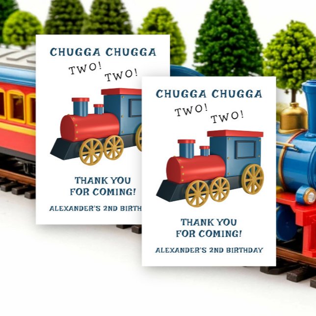 Chugga Two Two Train Second Birthday Thank You Card (Creator Uploaded)