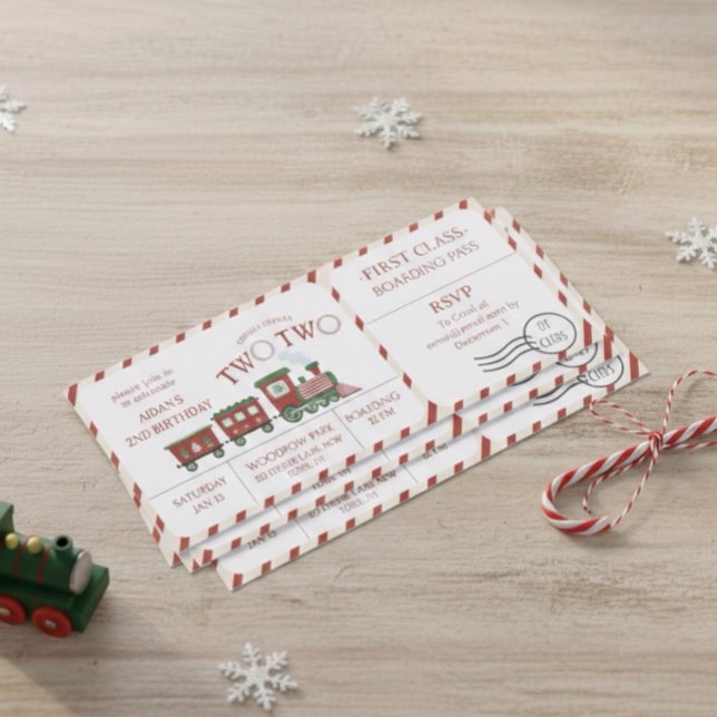 Chugga Two Two Winter Train Ticket Second Birthday Invitation (Creator Uploaded)