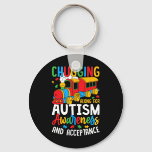 Chugging Along For Autism Awareness Acceptance Tra Keychain