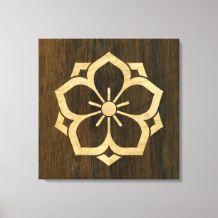Chuinyaekikyo Japanese Kamon Cherry Blossom Wood Canvas Print