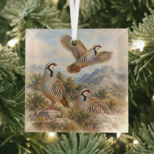 Chukar Partridge Art Glass Ornament