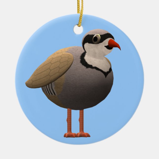 Chukar Partridge Ceramic Ornament (Front)