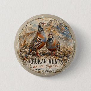 Chukar Partridge Pair Art  2 Inch Round Button