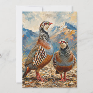 Chukar Partridge Pair Art  Invitation