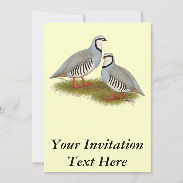 Chukar Partridge Pair Invitation (Front)