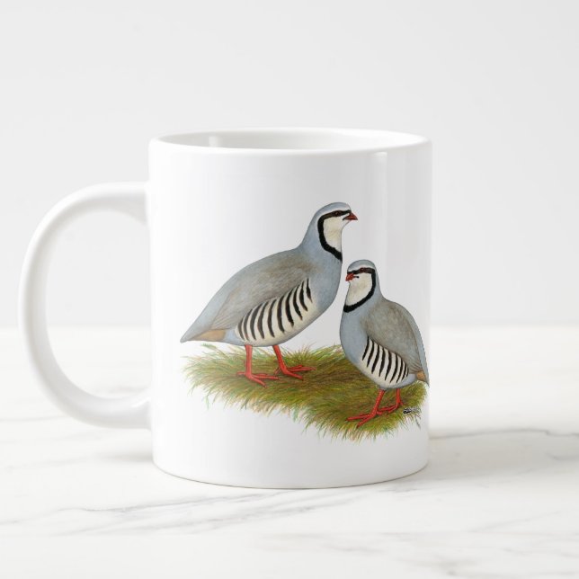 Chukar Partridge Pair Large Coffee Mug (Left)