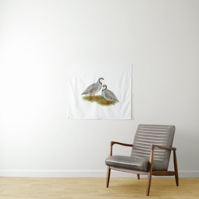 Chukar Partridge Pair Tapestry (In Situ (Horizontal))