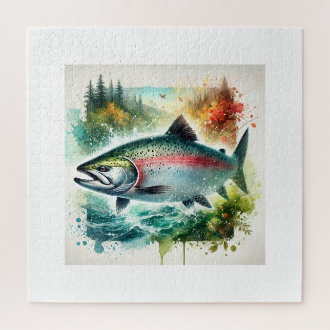 Chum salmon 240624AREF108 - Watercolor Jigsaw Puzzle (Vertical)