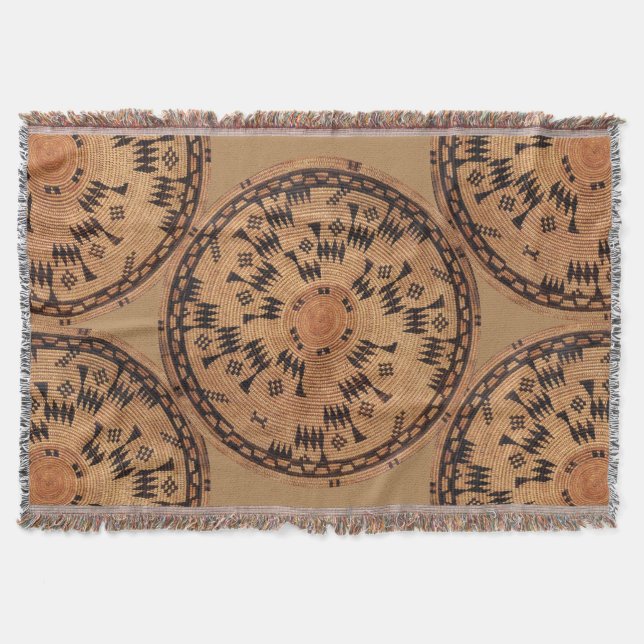 Chumash Native American Art Throw Blanket (Front)