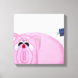 Chumley The Pig And His Visitors Canvas Print