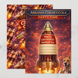 Chums: retro sci-fi rocket ship birthday invitatio invitation