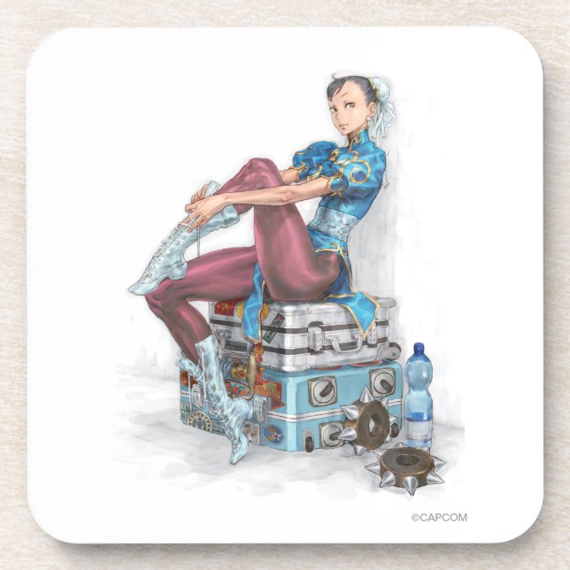 Chun-Li Tying Shoe Coaster (Front)