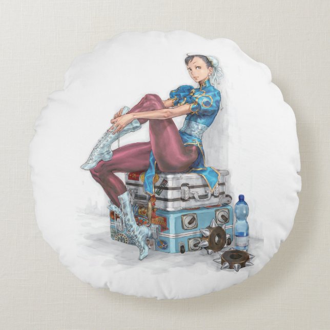 Chun-Li Tying Shoe Round Pillow (Front)