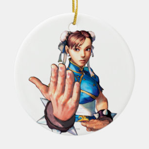 Chun-Li With Hand Up Ceramic Ornament